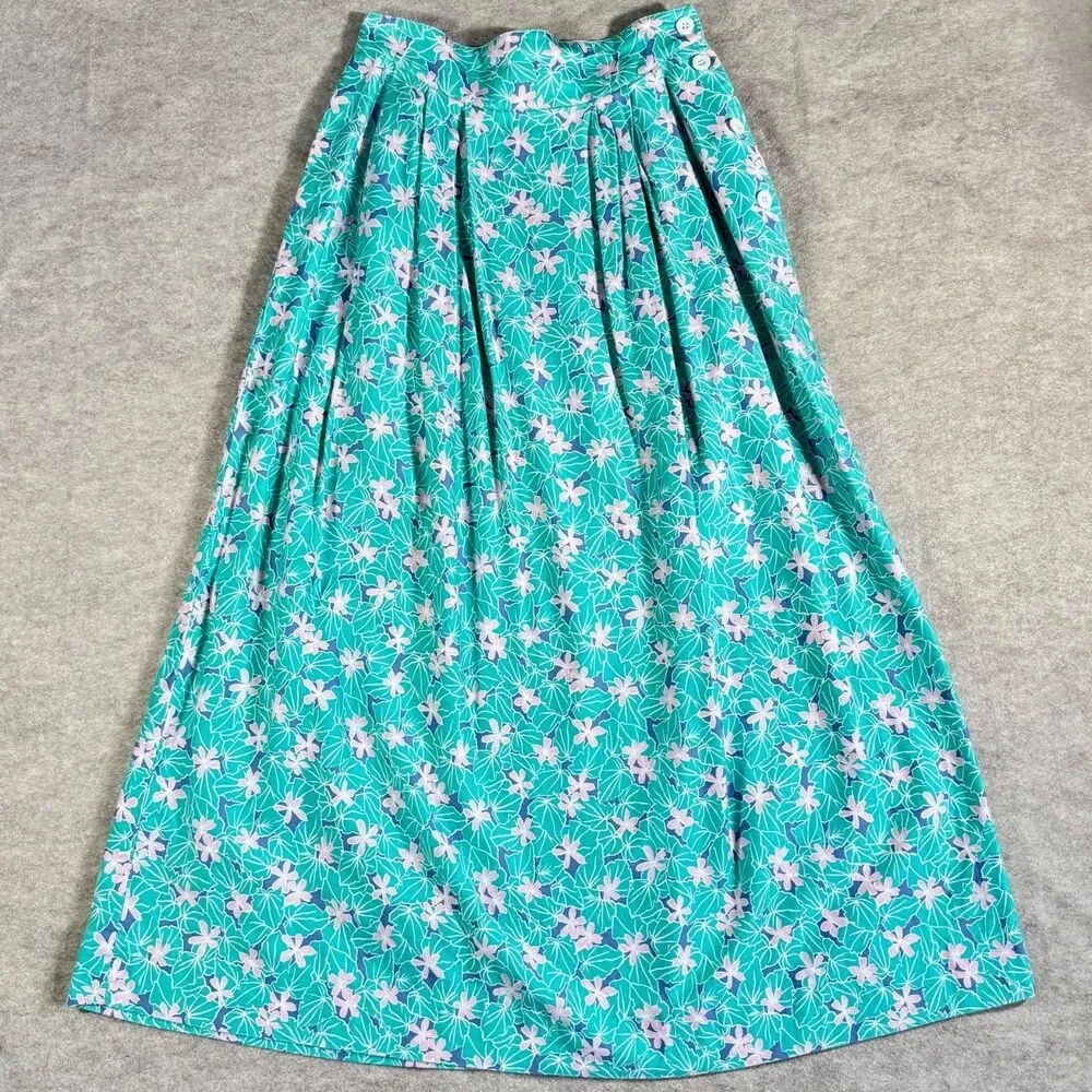Vintage David Brooks midi skirt womens 4 green ditzy floral cottagecore